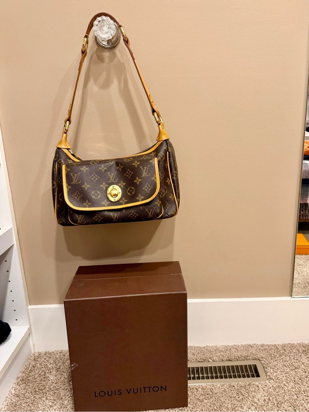 Louis Vuitton Monogram Shoulder Bag with Yellow Trim and Gold Hardware
